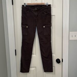 Cache Women’s Brown Skinny Cargo Pants Sz‎ 8 Stretch Casual Pockets Comfortable